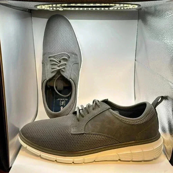 G GEORGE SZ 8 GREY FABRIC &NUBUK CASUAL LIGHTWEIGHT MENS SHOES STYLISH  NWOT - Picture 7 of 7